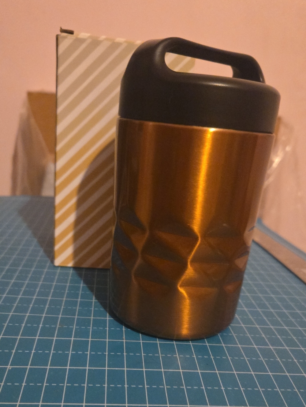 Insulated Thermos Bottle - Bronze with Black Lid